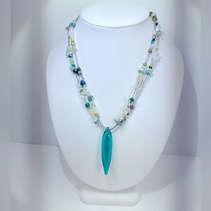 Gorgeous MURANO Glass and Genuine Stones Necklace.